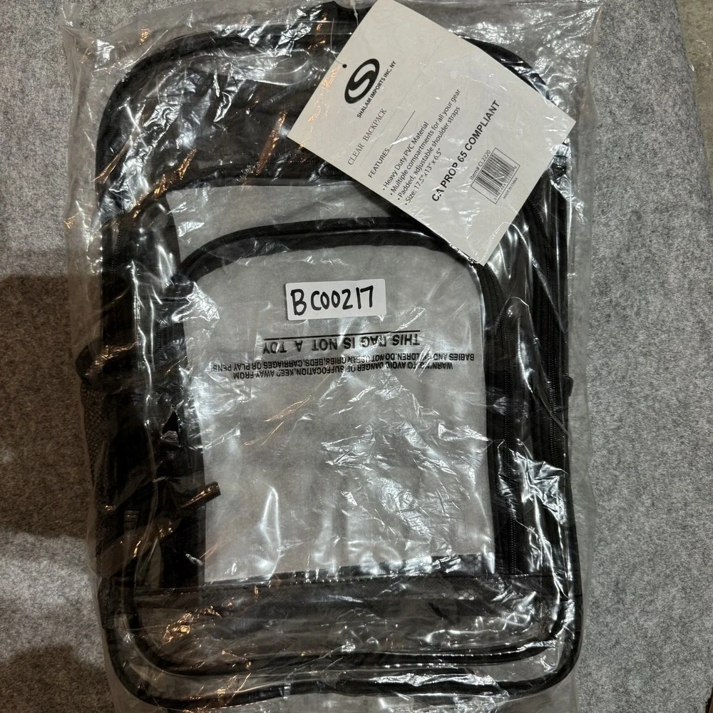Shalam Imports CL2220 Clear Backpack Large Transparent Heavy Duty PVC